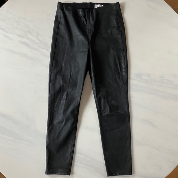 Rag & Bone Black Faux Leather Skinny Trousers Elastic Waist L - Picture 1 of 6